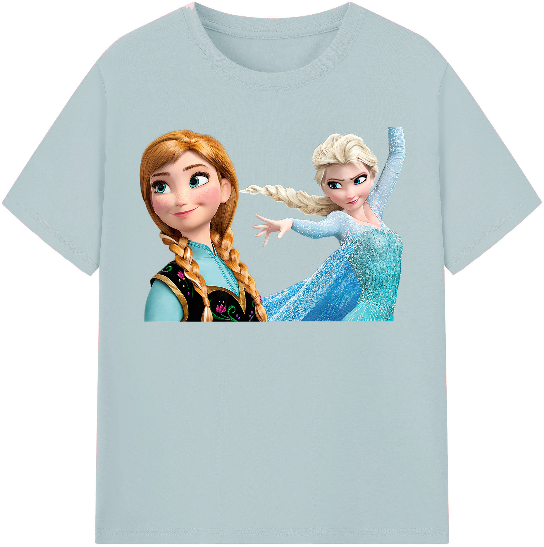 （画像用） アナと雪の女王 アンナ エルサ Frozen Anna Elsa 綿100％半袖Tシャツ（フロントプリント）